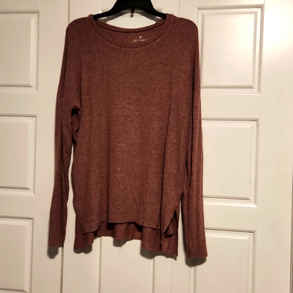 super soft plush dark pink long sleeve